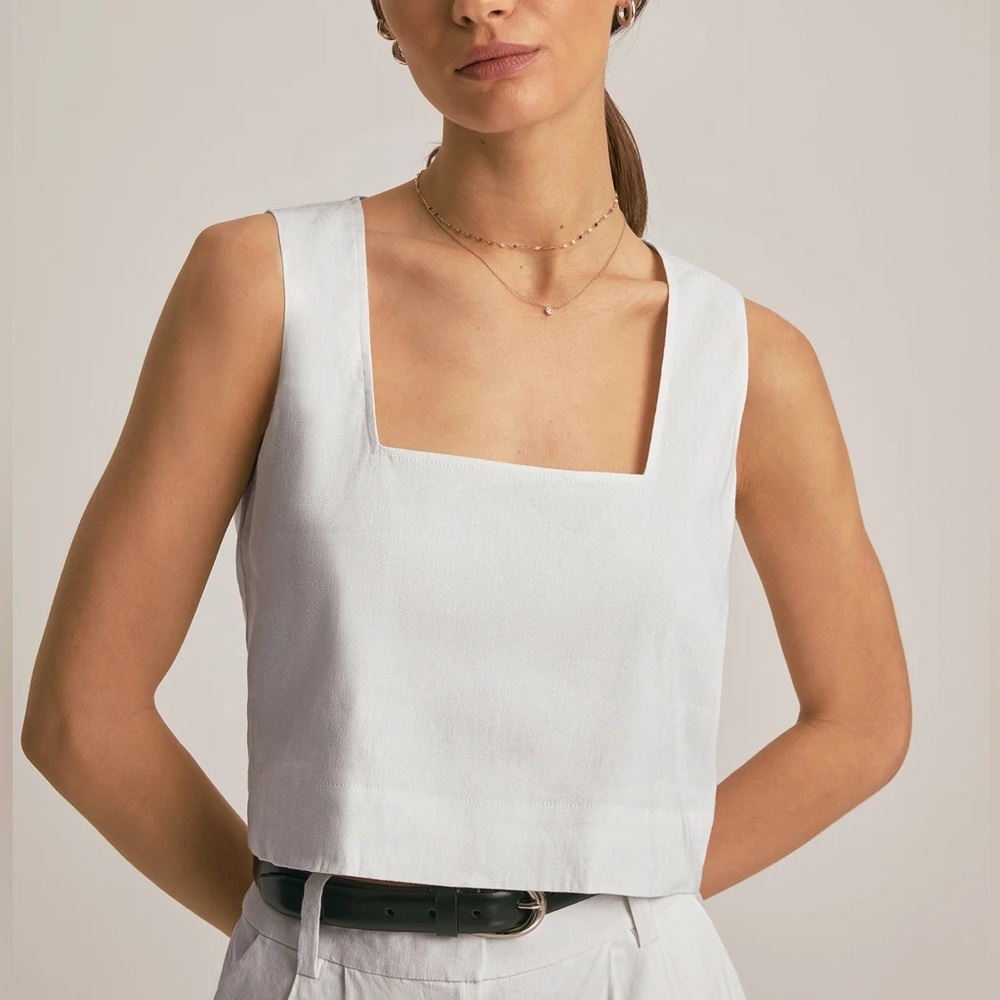 Favorite Daughter White Square Neck Cropped Tank